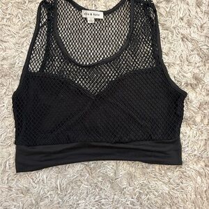 ellie & kate Black Mesh Crop Tank